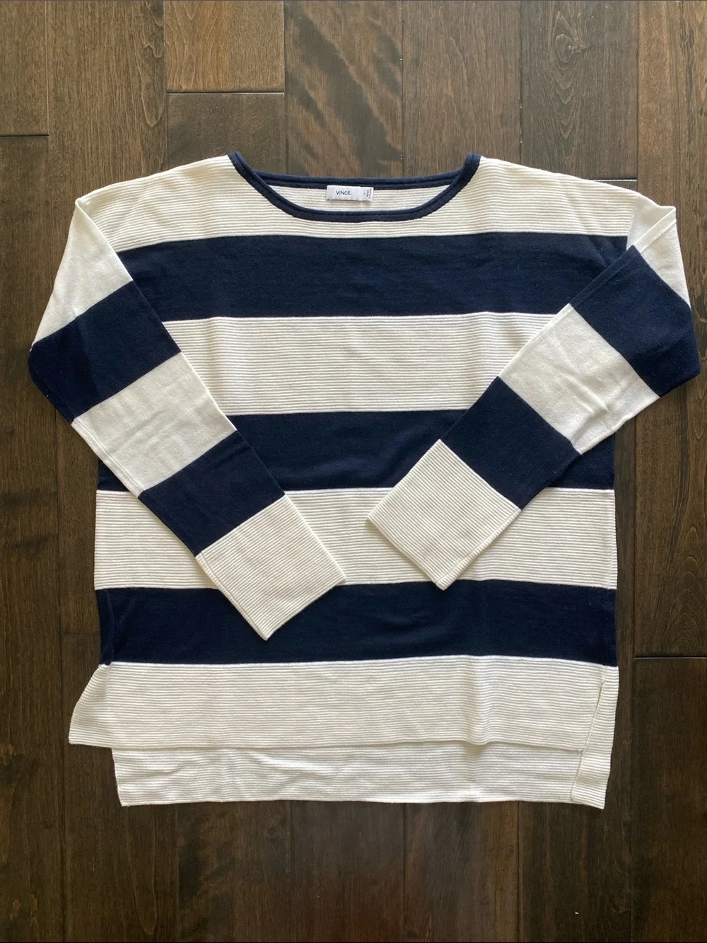Vince Cashmere Blend Stripe Crew Sweater